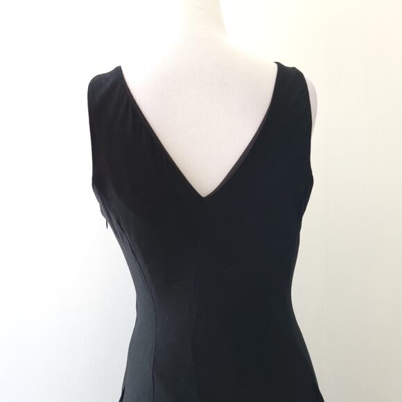 Peruvian Connection Cannes Dress Black V Neck Midi Handkerchief Hem 8 - Picture 8 of 13
